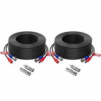 Picture of ZOSI 2 Pack 100ft (30 Meters) 2-in-1 Video Power Cable, BNC Extension Surveillance Camera Cables for Video Security Systems (Included 2X BNC Connectors and 2X RCA Adapters)