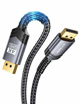 Picture of DisplayPort to DisplayPort Cable 10ft/3M, JSAUX 1.2 DP Cable (4K@60Hz, 2K@165Hz, 2K@144Hz) Gold-Plated Braided Ultra High Speed DisplayPort Cord for Laptop PC TV etc- Gaming Monitor DP Cable (Grey)
