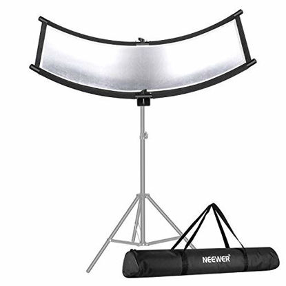 Picture of Neewer Clamshell Light Reflector/Diffuser for Studio Video and Photography with Carrying Bag, 39x18Inch/100x45CM Arclight Curved Eyelighter Lighting Reflector, Black/White/Gold/Silver