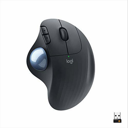Picture of Logitech ERGO M575 Wireless Trackball Mouse, Easy thumb control, Precision and smooth tracking, Ergonomic comfort design, Windows/Mac, Bluetooth, USB - Graphite