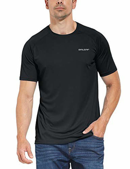 GetUSCart BALEAF Men s UPF 50 Outdoor Running Workout Short Sleeve T Shirt Black Size XXL