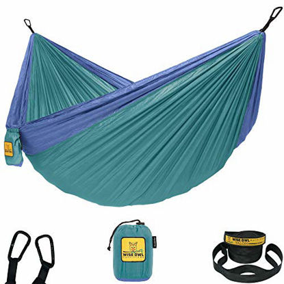 Picture of Wise Owl Outfitters Hammock Camping Double & Single with Tree Straps - USA Based Hammocks Brand Gear, Indoor Outdoor Backpacking Survival & Travel, Portable DO Gn/Blu