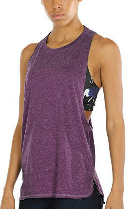 Picture of icyzone Yoga Tops Activewear Workout Clothes Sports Racerback Tank Tops for Women (L, Grape)