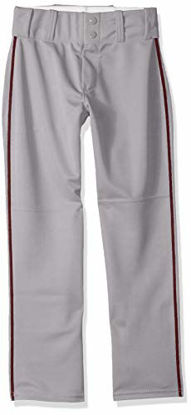 Picture of Alleson Ahtletic Boys Youth Baseball Pants with Braid, Grey/Maroon, X-Large