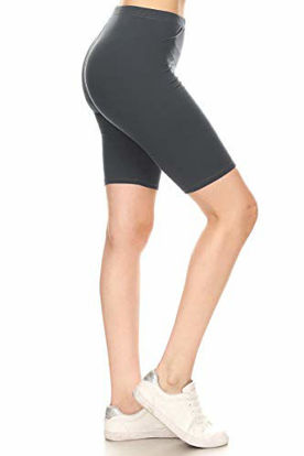 Picture of Leggings Depot LBK128-CHARCOAL-L High Waist Solid Biker Shorts, Large