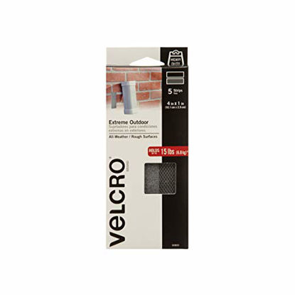 Picture of VELCRO Brand Industrial Fasteners Extreme Outdoor Weather Conditions | Professional Grade Heavy Duty Strength Holds up to 15 lbs on Rough Surfaces, 4in x 1in (5pk), Strips