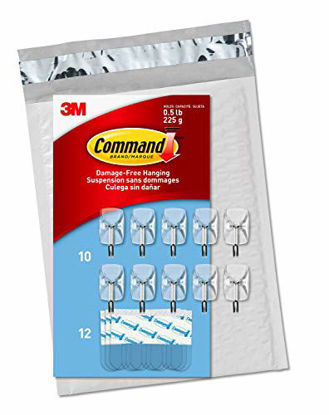 Picture of Command Clear Small Wire Hooks, 10 Hooks, 12 Strips (CL067-10NA) - Easy to Open Packaging, Organize Damage-Free