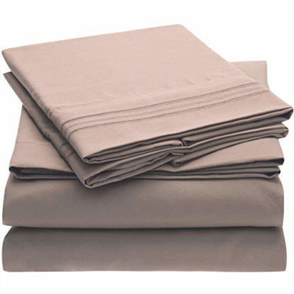 Picture of Mellanni Bed Sheet Set - Brushed Microfiber 1800 Bedding - Wrinkle, Fade, Stain Resistant - 3 Piece (Twin, Tan)