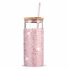 Picture of Tronco 20oz Glass Tumbler Glass Water Bottle Straw Silicone Protective Sleeve Bamboo Lid - BPA Free (Dot Pink)