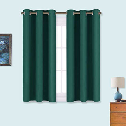 Picture of NICETOWN Bedroom Curtains Blackout Draperies, Thermal Insulated Solid Grommet Blackout Curtains/Drapes (Hunter Green, One Pair, 34 by 45-inch)