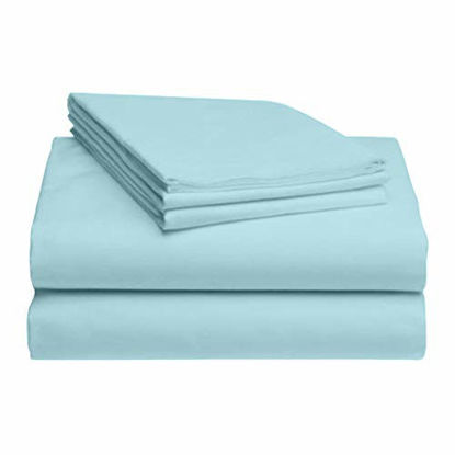 Picture of LuxClub 4 PC Sheet Set Bamboo Sheets Deep Pockets 18" Eco Friendly Wrinkle Free Sheets Machine Washable Hotel Bedding Silky Soft - Aqua Twin