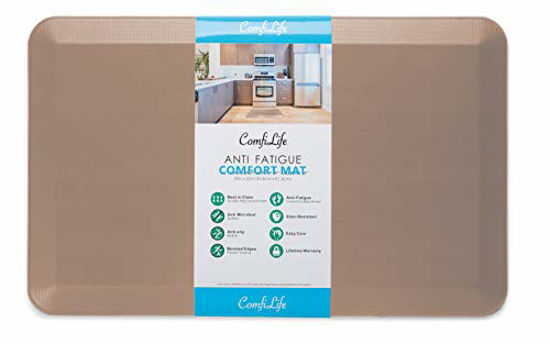 Picture of ComfiLife Anti Fatigue Floor Mat - 3/4 Inch Thick Perfect Kitchen Mat, Standing Desk Mat - Comfort at Home, Office, Garage - Durable - Stain Resistant - Non-Slip Bottom (20" x 32", Beige)