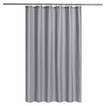 Picture of Fabric Shower Curtain or Liner with Magnets - Hotel Quality, Machine Washable, Water Repellent - Gray, 72x72