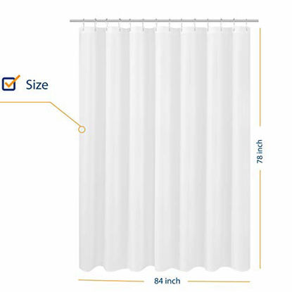 Picture of N&Y HOME Large Fabric Shower Curtain Liner 84 x 78 inches, Hotel Quality, Washable, Water Repellent, White Bathroom Curtains with Grommets, 84x78