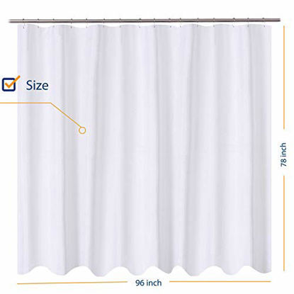 Getuscart N Y Home Fabric Shower Curtain Liner 96 X 78 Inch Xl Size Hotel Quality Washable Water Repellent White Bathroom Curtains With Grommets 96x78 Fabric Shower Curtain Liner, 96 Long Shower Curtain Liner