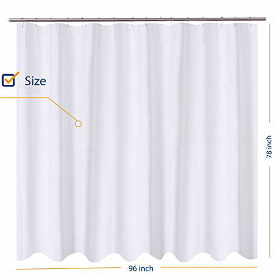 Picture of N&Y HOME Fabric Shower Curtain Liner 96 x 78 inch XL Size, Hotel Quality, Washable, Water Repellent, White Bathroom Curtains with Grommets, 96x78