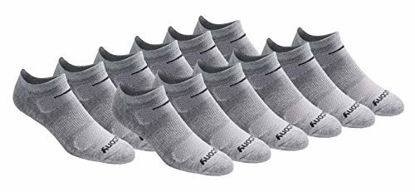 Picture of Saucony Men's Multi-Pack Mesh Ventilating Comfort Fit Performance No-Show Socks, Grey (12 Pairs), Shoe Size: 8-12