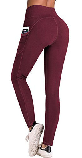 GetUSCart- IUGA High Waist Yoga Pants with Pockets, Tummy Control, Workout  Pants for Women 4 Way Stretch Yoga Leggings with Pockets (Maroon IU7840,  Small)