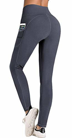 IUGA High Waist Yoga Pants with Pockets, Tummy Control, Workout Pants for  Women 4 Way Stretch Yoga Leggings with Pockets (Gray IU7840, X-Large)