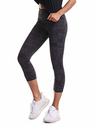 Picture of THE GYM PEOPLE Thick High Waist Yoga Pants with Pockets, Tummy Control Workout Running Yoga Leggings for Women (Small, Z-Capris Camo)