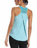 Picture of Aeuui Workout Tops for Women Mesh Racerback Tank Yoga Shirts Gym Clothes Lake Blue
