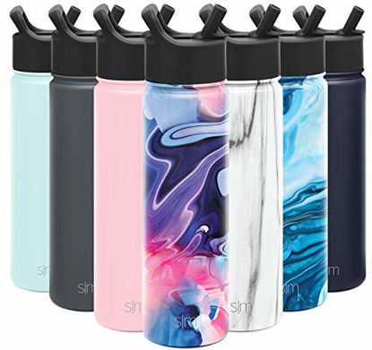 Picture of Simple Modern Insulated Water Bottle with Straw Lid Reusable Wide Mouth Stainless Steel Flask Thermos, 22oz (650ml), Pattern: Dreamcicle
