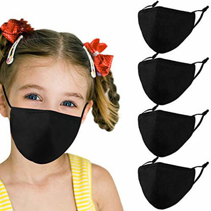 Picture of Woplagyreat Black Kids Face Mask with Adjustable Ear Loops, Soft Fabric Washable Reusable Face Mask, Designer Breathable Madks Facemask for Girl Boy Children Gift