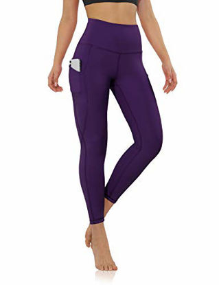 Picture of ODODOS Women's 7/8 Yoga Leggings with Pockets, High Waisted Workout Sports Running Tights Athletic Pants-Inseam 25", Deep Purple, Medium