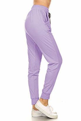 Picture of Leggings Depot JGA128-LAVENDER-XL Solid Jogger Track Pants w/Pockets, X-Large