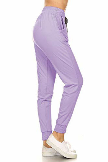Picture of Leggings Depot JGA128-LAVENDER-XL Solid Jogger Track Pants w/Pockets, X-Large