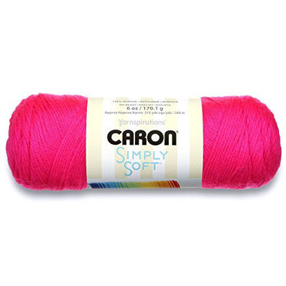 Picture of Caron Simply Soft Solids Yarn, 6oz, Gauge 4 Medium, 100% acrylic - Neon Pink - Machine Wash & Dry