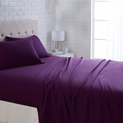 Picture of Amazon Basics Microfiber Sheet Set, Queen, Plum