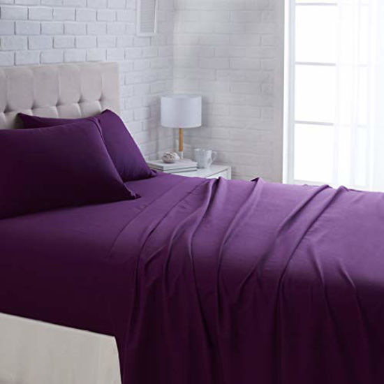 Picture of Amazon Basics Microfiber Sheet Set, Queen, Plum