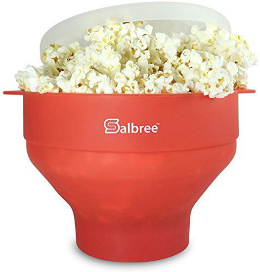 Picture of Original Salbree Microwave Popcorn Popper, Silicone Popcorn Maker, Collapsible Bowl - The Most Colors Available (Red)