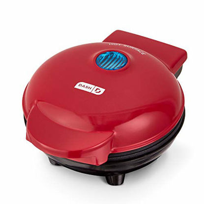 Picture of Dash DMS001RD Mini Maker Electric Round Griddle for Individual Pancakes, Cookies, Eggs & other on the go Breakfast, Lunch & Snacks, with Indicator Light + Included Recipe Book, Red