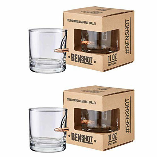 Picture of [set of 2] The Original BenShot Bullet Rocks Glass with Real 0.308 Bullet Made in the USA
