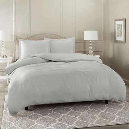 Picture of Nestl Duvet Cover 3 Piece Set - Ultra Soft Double Brushed Microfiber Hotel Collection - Comforter Cover with Button Closure and 2 Pillow Shams, Silver - Full (Double) 80"x90"