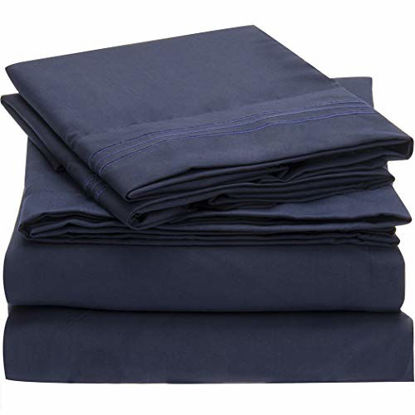 Picture of Mellanni Bed Sheet Set - Brushed Microfiber 1800 Bedding - Wrinkle, Fade, Stain Resistant - 3 Piece (Twin, Royal Blue)