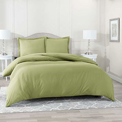 Picture of Nestl Duvet Cover 2 Piece Set - Ultra Soft Double Brushed Microfiber Hotel Collection - Comforter Cover with Button Closure and 1 Pillow Sham, Sage - Twin (Single) 68"x90"