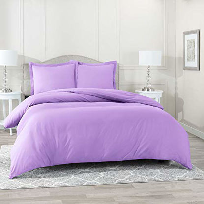 Picture of Nestl Duvet Cover 3 Piece Set - Ultra Soft Double Brushed Microfiber Hotel Collection - Comforter Cover with Button Closure and 2 Pillow Shams, Lavender - Full (Double) 80"x90"