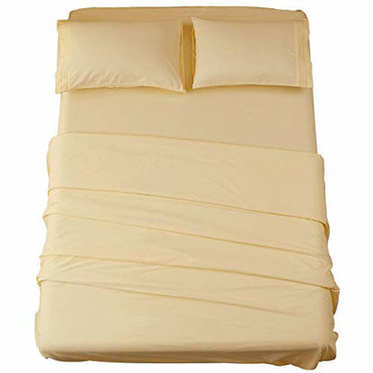 Picture of Sonoro Kate Bed Sheet Set Super Soft Microfiber 1800 Thread Count Luxury Egyptian Sheets 18-Inch Deep Pocket Wrinkle and Hypoallergenic-3 Piece(Twin XL Ivory)
