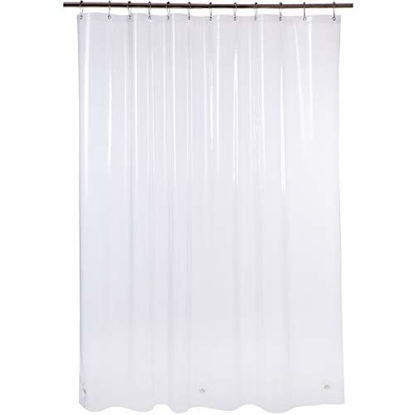 Picture of AmazerBath Plastic Shower Curtain, 72 x 84 Inches EVA 8G Thick Bathroom Plastic Shower Curtains with Heavy Duty Clear Stones and 12 Grommet Holes-Clear