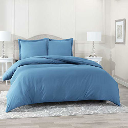 Picture of Nestl Duvet Cover 3 Piece Set - Ultra Soft Double Brushed Microfiber Hotel Collection - Comforter Cover with Button Closure and 2 Pillow Shams, Blue Heaven - Queen 90"x90"