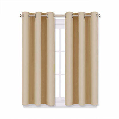 Picture of NICETOWN Room Darkening Curtain Panels for Living Room, Thermal Insulated Grommet Room Darkening Draperies/Drapes for Window (Biscotti Beige, 2 Panels, W29 x L45 -Inch)