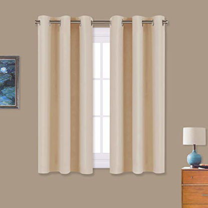 Picture of NICETOWN Room Darkening Draperies Window Curtain Panels, Thermal Insulated Grommet Room Darkening Curtains for Bedroom (Biscotti Beige, 2 Panels, W34 x L54 -inch)