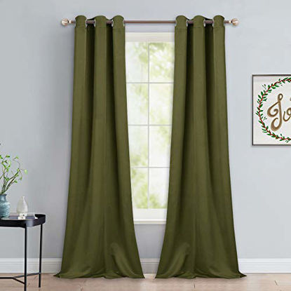 Picture of NICETOWN Patio Glass Door Panels - Blackout Curtains for Bedroom/Living Room, Privacy Panel Drapes for Dining Room and Guest Room on Christmas (Olive Green, 42 inches Wide x 90 inches Long, 1 Pair)