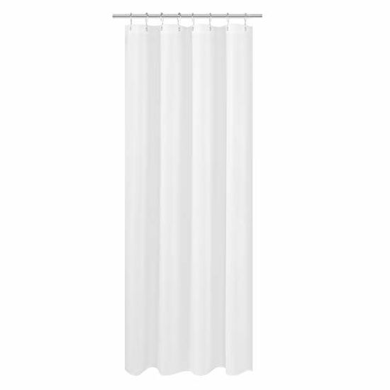Picture of Fabric Shower Curtain Liner Long Stall Size 48 x 78 inches, Hotel Quality, Washable, Water Repellent, White Bathroom Curtains with Grommets, 48x78