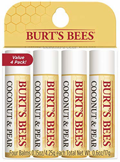 Picture of Burt's Bees 100% Natural Moisturizing Lip Balm, Coconut & Pear with Beeswax & Fruit Extracts - 4 Tubes