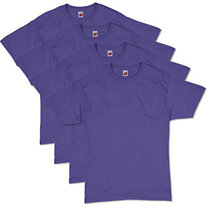 Picture of Hanes Men's ComfortSoft Short Sleeve T-Shirt (4 Pack ),purple,Large