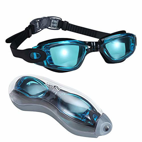 Picture of Aegend Swim Goggles, Swimming Goggles No Leaking Anti Fog UV Protection Triathlon Swim Goggles with Free Protection Case for Adult Men Women Youth Kids Child, Multiple Choice